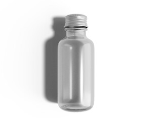 Blank Clear Glass Dropper Bottle & Aluminium Cap with transparent background. 3D render.
