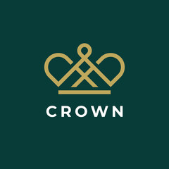 Crown linear logo in vector format. Royal, luxury symbol. Premium quality icon.