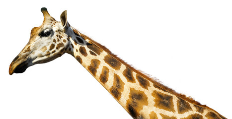 portrait of a giraffe on a transparent background close-up