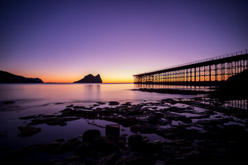 Old Hornillo bridge in Hornillo Bay in Águilas, Murcia region, at dawn