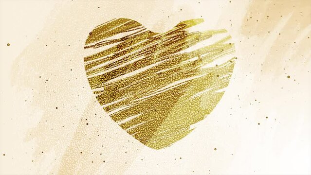 Luxury golden Valentines Day background with grunge heart and dots. Seamless looping retro motion design. Video animation Ultra HD 4K 3840x2160