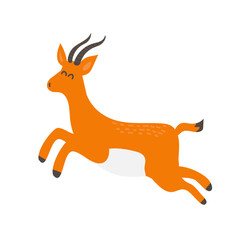 African antelope cartoon drawing. Isolated vector illustration. Cute hand drawn style