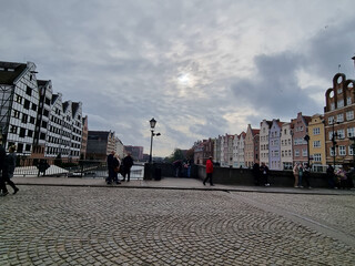 near the river, old town in Gdansk, on the bridge