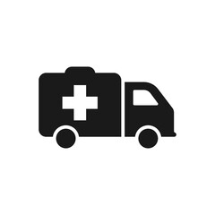Ambulance truck icon flat style isolated on white background. Vector illustration