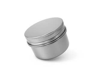 Aluminum cosmetic jar packaging with transparent background. 3d render.