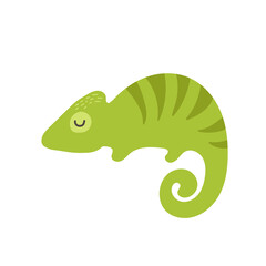 Vector cute African animal. Chameleon. Funny character for kids. Isolated element for stickers, cards, invites and posters