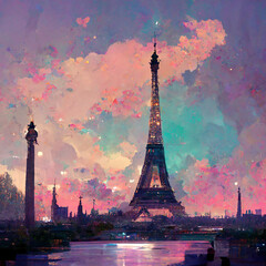 eiffel tower Paris city color art