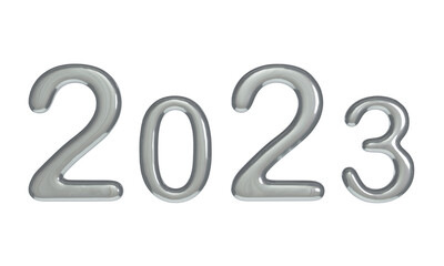 2023 silver 3d render. New year design png