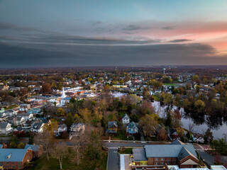 Obraz premium Aerial Drone EPIC sunrise in Hightstown New Jersey