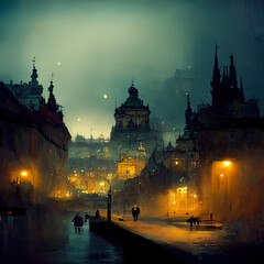 streets Prague city color art