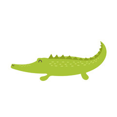 Cute crocodile print design - funny hand drawn doodle, cartoon alligator. Good for poster. Vector hand drawn illustration.