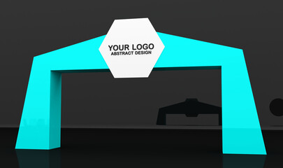 Exhibition stand Gate entrance 3D illustration with for mock up event display, arch design. 3d rendering.