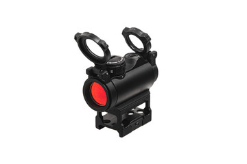 Modern optical collimator sight. Aiming device for shooting at short distances. Isolate on a white back.