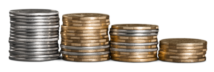 Saving money. Stack coins set.