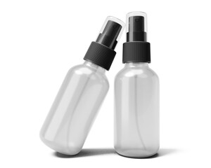 blank white clear plastic spray bottle with transparent background. 3D render.