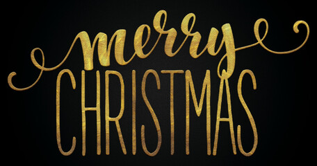 Merry Christmas golden calligraphy design banner