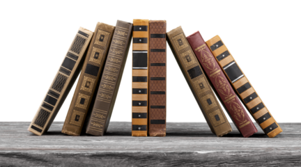 Colorful hardback study books stacking