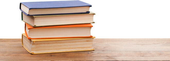 Stack of school books, education and learning concept