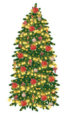 Christmas tree. Watercolor hand drawn - 545289357