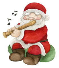 Cute Santa Claus. Watercolor hand drawn - 545289552