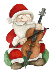 Cute Santa Claus. Watercolor hand drawn - 545289568