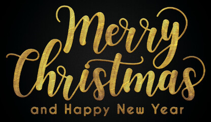 Merry Christmas and happy new year golden calligraphy design banner