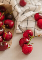 red cherries and a table runner