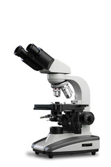 Laboratory equipment concept. Classic scientist microscope - obrazy, fototapety, plakaty