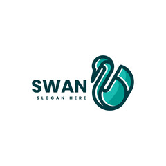 Vector Logo Illustration Swan Line Art Style