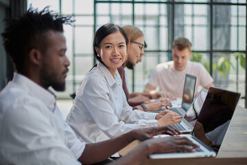 group of successful business people working in the office