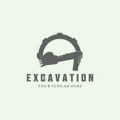 excavation vintage logo design minimalist illustration icon