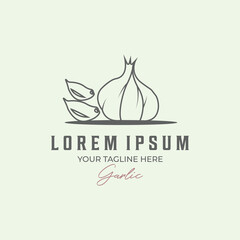 garlic line art logo design minimalist illustration icon
