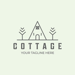 cabin or cottage or camp line art minimalist design illustration icon