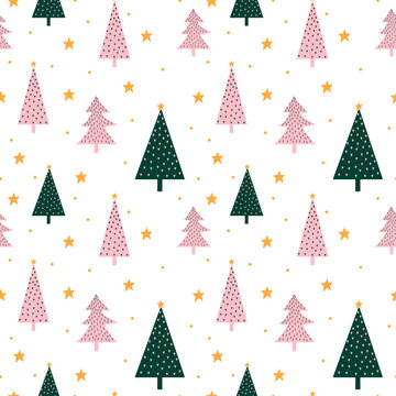 Seamless pattern with christmas trees