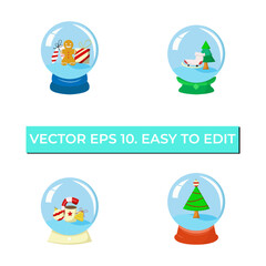 Christmas Crystal Ball with gingerbread, tree, and candy. vector eps 10. easy to edit
