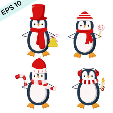 Christmas Penguin Collection. vector eps 10. easy to edit
