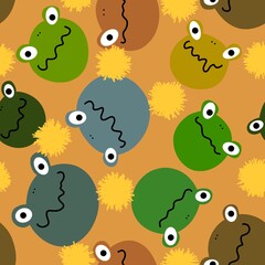 Obraz premium Cartoon animals seamless frogs pattern for wrapping paper and fabrics and linens and kids clothes print