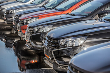 Cars For Sale Stock Lot Row.