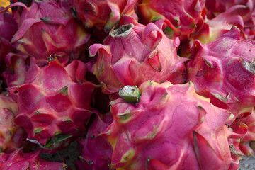 red dragon fruit. Dragon fruit sold in traditional markets in Indonesia.