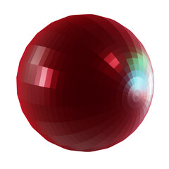 3d kaleidoscope sphere in opal stained glass material. Dark red color png circle element.