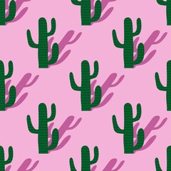 Summer floral seamless cartoon cactus pattern for wrapping paper and fabrics and linens and vacation accessories