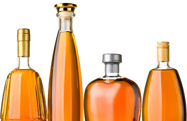 brandy bottles isolated