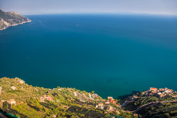 Fototapeta na wymiar Amalfi Coast from idyllic gardens of Ravello, Campania, Italy, Southern Europe