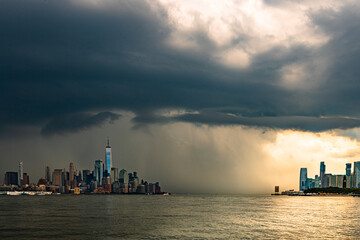 Storm and Rain Clouds over Lower Manhattan Skyline