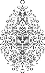 Stylized contour Victorian Gothic ornament. Tattoo, ornamental design element, for mehndi