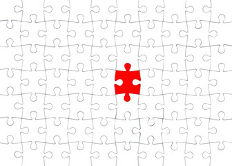 Top down Jigsaw puzzles last one for complete your mission. Concept of idea, discovery, difference, unique. Business background. 