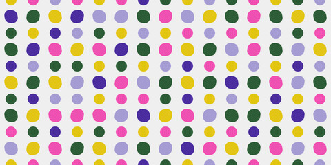 Colorful dot pattern. Seamless pattern of colorful dots on a white canvas. For print and interior design, vector pattern.