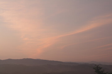 Fototapeta na wymiar silence sunrise morning,beautiful blue and red color