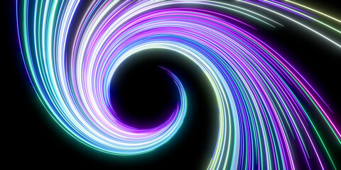 Beautiful abstract lines on a black background. Modern technological background. Futuristic design. 3d rendering image.