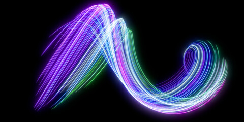 Beautiful abstract lines on a black background. Modern technological background. Futuristic design. 3d rendering image.